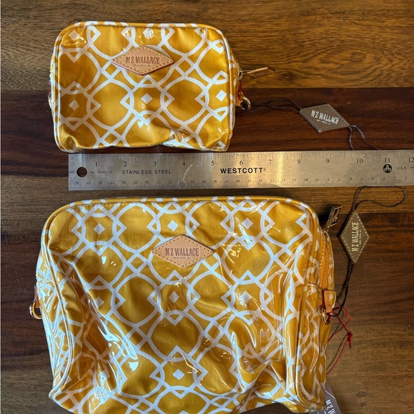 MZ Wallace Geometric Yellow and White Cosmetic Pouch Set - Picture 7 of 10